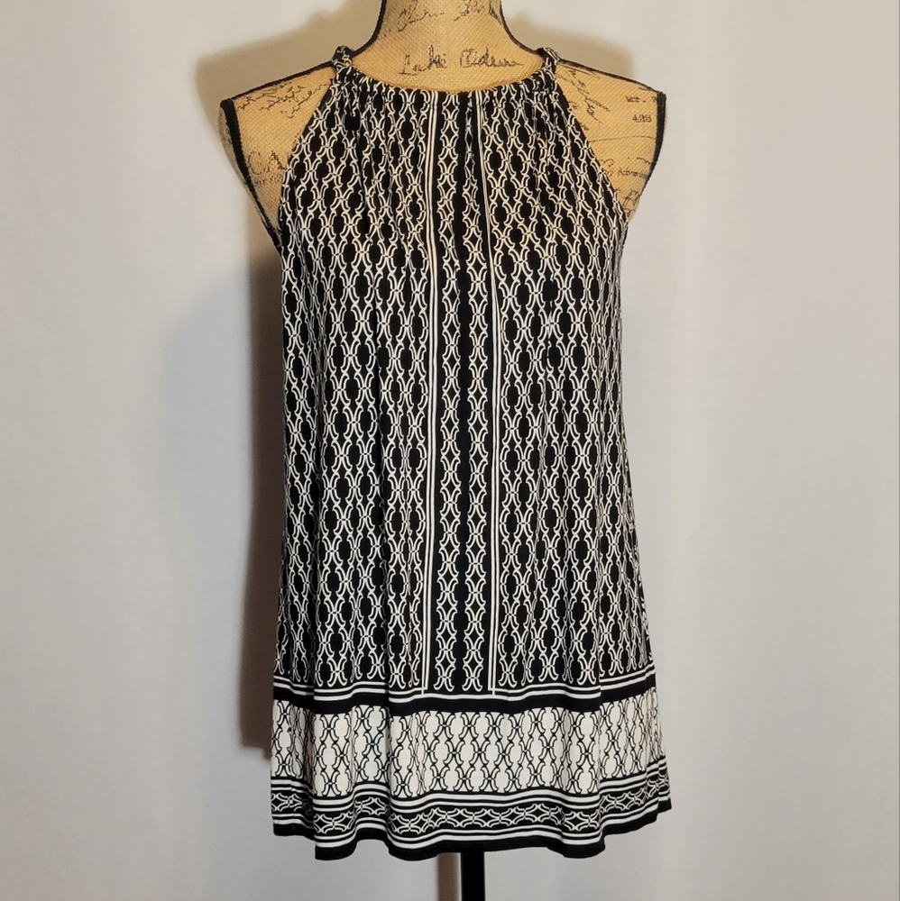 Max Studio Bohemian Black & White Dressy Tank | NWOT! | Sz. L